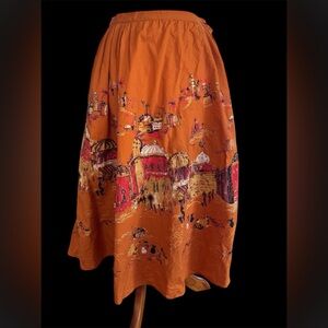 Bernardo Vintage Orange Maxi Skirt W/ Unique Design